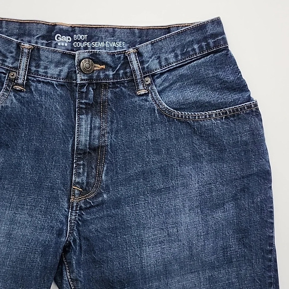 Gap 1969 Boot Cut Dark Wash Denim Blue Jeans Fade 100% Cotton Size 33/32 - Picture 3 of 15